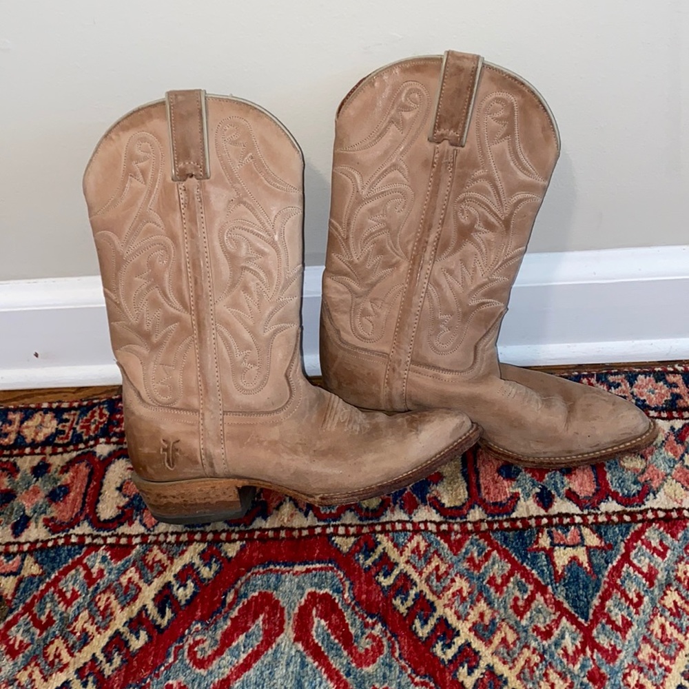 Real leather tan cowboy boots